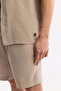 Men's Beige Apaj Collar Short Sleeve Soft Touch Oversize Fit Shirt A51Y2006 - 2