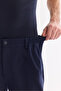 Men's Navy Blue Elastic Side Anti-Wrinkle Technical Fabric Slim Fit Chino Trousers A61Y3077 - 6