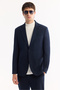 Men's Navy Blue Mono Collar Bi-Stretch Lightly Textured Blazer Comfort Slim Fit Jacket A52Y4013 - 5
