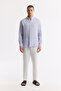 Men's Lilac Button down Collar 100% Linen Comfort Fit Shirt B002191 - 7
