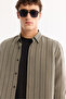 Men's Green Bottomed Britli Collar Soft Touch Striped Comfort Fit Shirt A52Y2101 - 2