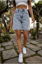 Women's High Waist Snow Washed 5-Pocket Denim Shorts - 3