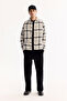 Men's Ecru Classic Collar Soft Touch Plaid Comfort Fit Shirt Jacket A52Y2008 - 8
