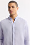 Men's Lilac Button down Collar 100% Linen Comfort Fit Shirt B002191 - 2
