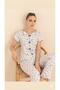 Çağrı Women's 100% Cotton Ribbed Short Sleeve Buttoned Front Pajama Set