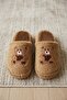 Women's Brown Teddy Bear Embroidered Plush Furry House Slippers 3 cm Byndi̇mjteddybear - 8