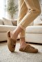 Women's Brown Teddy Bear Embroidered Plush Furry House Slippers 3 cm Byndi̇mjteddybear - 4