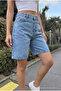 Women's High Waist Five-Pocket Denim Relaxed Fit Shorts - 3