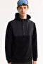 Men's Black Hooded Soft Touch Fleece Regular Fit Sweatshirt A52Y1268 - 2