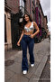Women's High Waist Stretch Fabric / Stretchy Flared Jean - 7