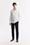 Men's White Classic Collar 100% Cotton Satin Easy-Iron Slim Fit Shirt B002006 - 6
