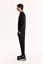 Men's Black Elastic Waist Lace-Up Cotton Bi-Stretch Regular Fit Sweatpants A52Y3402 - 3
