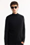 Men's Black Turtleneck Wool Blend Textured Knitwear Regular Fit Sweater A52Y5023 - 2