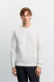 Men's White Crew Neck 3 Thread Threaded -4 Degree Resistant Regular Fit Sweatshirt A62Y1291