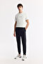 Men's Black Elastic Waist Lace-Up Technical Fabric Regular Fit Sweatpants A51Y3413