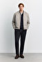 Men's Light Gray Bomber Collar Suede Textured Seasonal Comfort Fit Coat B006045 - 8