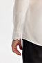 Men's White Classic Collar 100% Cotton Satin Easy-Iron Slim Fit Shirt B002006 - 2