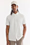 Men's White Classic Collar Easy-Iron Wrinkle-Resistant Technical Fabric Short Sleeve Comfort Fit Shirt A61Y2142 - 5