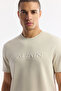 Men's Beige Crew Neck Printed Bi-Stretch Interlock Regular Fit T-Shirt A51Y1132 - 2