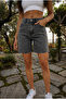 Women's High Waist Snow Washed 5-Pocket Denim Shorts - 3