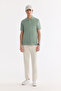 Men's Mint Green Non-Curling Polo Collar 100% Cotton Basic Regular Fit T-Shirt B001032 - 7