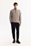 Men's Gray Cold Resistant Half Zipper Stand Collar Fleece Sweatshirt E 001068 - 6