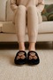 Women's Black Teddy Bear Embroidered Plush Furry House Slippers 3 cm Byndi̇mjteddybear - 3