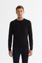 Men's Black Crew Neck Textured Regular Fit Knitwear Sweater E005110