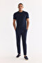 Men's Navy Blue Crew Neck Easy-Iron Regular Fit T-Shirt A61Y1034 - 5