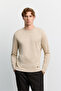 Men's Beige Crew Neck Viscose Blended Basic Knitwear Regular Fit Sweater B005021