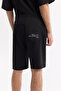 Men's Black Elastic Waist Lace-Up Bi-Stretch 2 Thread Knitted Regular Fit Shorts A51Y3611 - 5