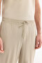 Men's Beige Elastic Waistband Side Zipper Pocket Technical Fabric Jogger A61Y3413 - 4