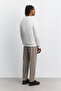 Men's Ecru Crew Neck Easy-Iron Printed Interlock Regular Fit Sweatshirt A62Y1285 - 4