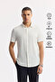 Men's White Classic Collar Wrinkle-Resistant Technical Fabric Short Sleeve Comfort Fit Shirt A51Y2141