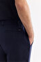 Men's Navy Blue Elastic Side Anti-Wrinkle Technical Fabric Slim Fit Chino Trousers A61Y3077 - 7