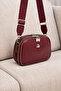 Women's Burgundy-Tan Multi-Compartment Cross Shoulder Bag with Adjustable Strap Daily Use Zipper Bag