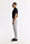 Men's Light Gray Elastic Waist Bi-Stretch Technical Fabric Slim Fit Trousers A51Y3077 - 2