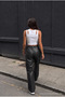 Women's Leather High Waist Wide Leg Cargo Pants with Pockets - 7