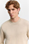 Men's Beige Crew Neck Viscose Blended Basic Knitwear Regular Fit Sweater B005021 - 2