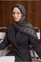 Imported Voile Patterned Shawl - White - Black