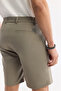Men's Khaki Elastic Waist Bi-Stretch Technical Fabric Relaxed Fit Shorts A51Y3712 - 6