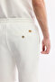Men's Ecru Elastic Waist Lace-Up Viscose Blended Knitted Regular Fit Shorts A51Y3633 - 5