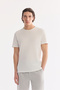 Men's Gray Elastic Waist Linen Blend Relaxed Fit Shorts B003731 - 7