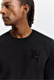 Men's Black Crew Neck Printed Cotton Regular Fit Sweatshirt A62Y1273 - 2