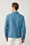 Men's Indigo Classic Collar Garment Dyed Pocketed Comfort Fit Denim Jacket A41Y6020 - 4