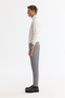 Men's Gray Side Pocket Textured Bi-Stretch Slim Fit Trousers A42Y3211 - 2