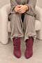 Model Giselle Short-Heeled Boots Genuine Leather Burgundy Suede - 3