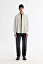 Men's White Bottom Britted Collar Striped Rayon Shirt A42Y2051 - 6