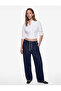 Comfortable Fit Cotton Balloon Fit Barrel Denim Trousers with Belted Lace-Up Pockets