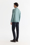 Men's Nile Green Half Turtleneck Soft Touch Knitwear Regular Fit Sweater A42Y5023 - 5